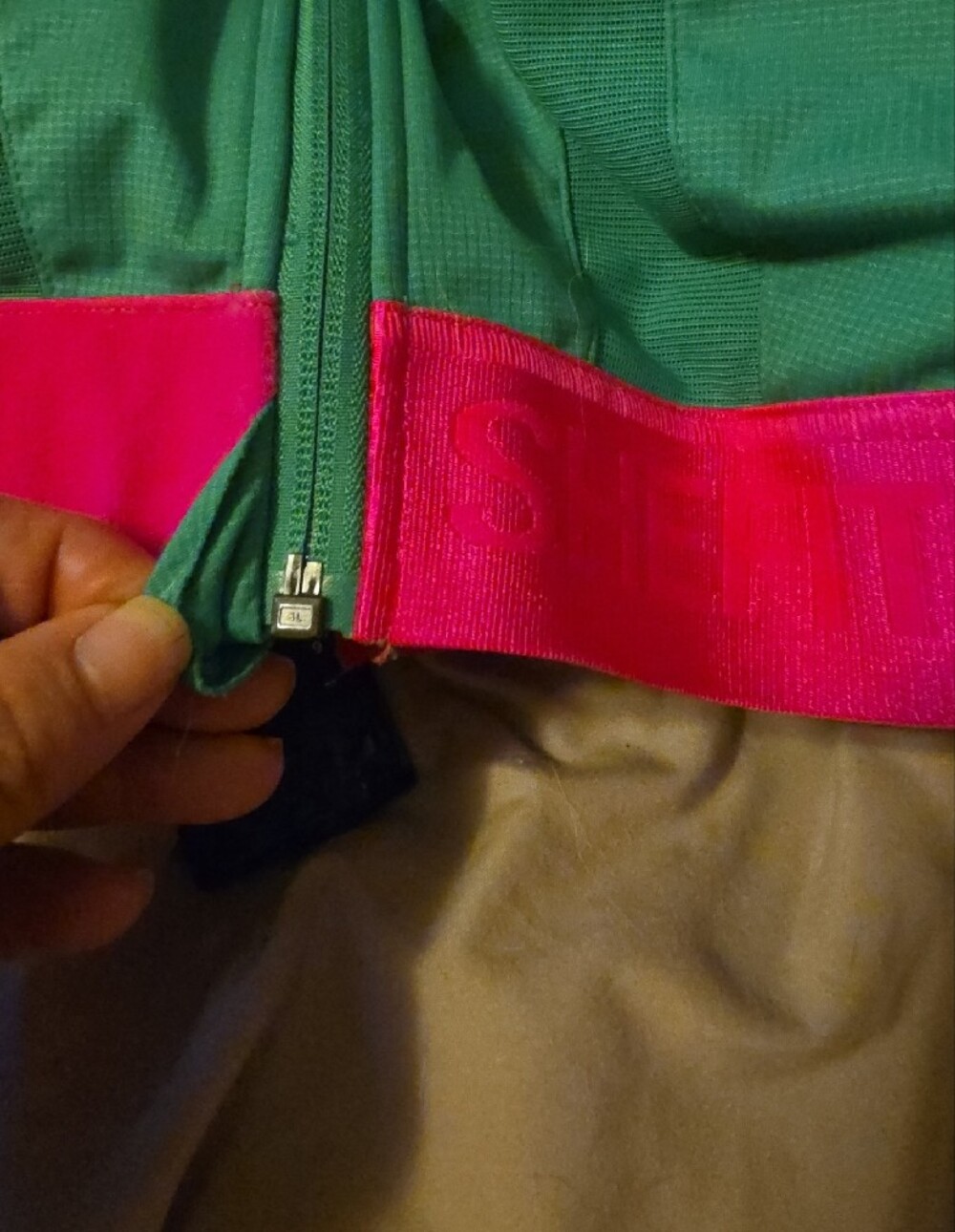 SHEFIT Green Sports Bra with Hot Pink Band - Picture 6 of 6